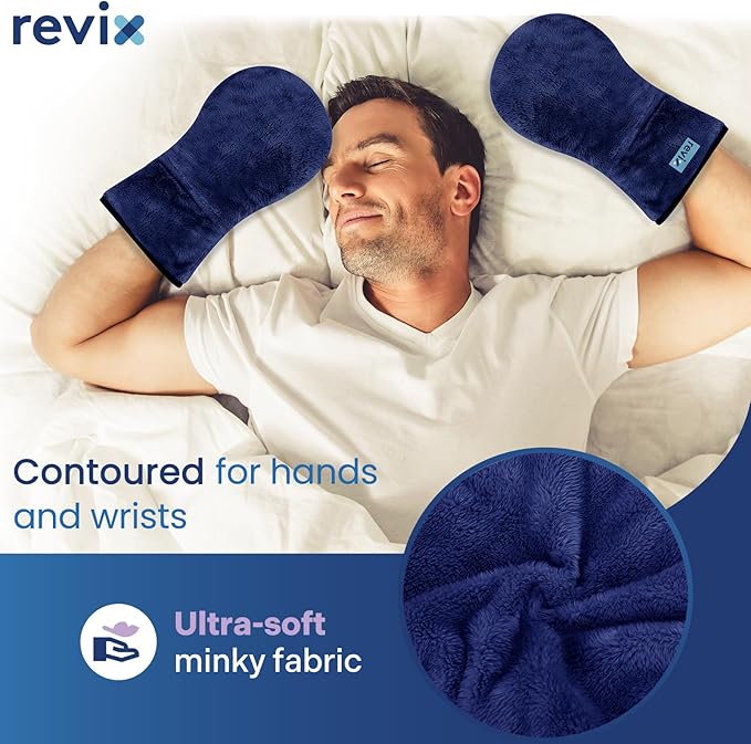 REVIX Microwavable Therapy Mittens for Hands and Fingers Moist Heat Hand Warmers Gloves Natural Unscented Heating Mitts (1 Pair)