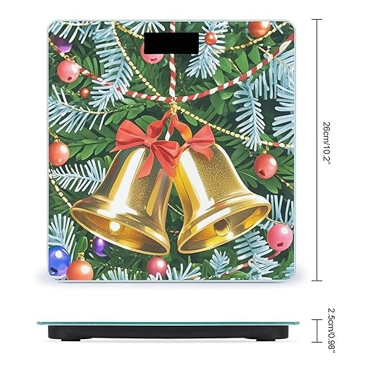 Christmas Tree Bells Smart Scale for Body Weight Accurate Bathroom Scale with LED Display Digital Weight Scales Weighing Machine High Precision Scales for Bath Home