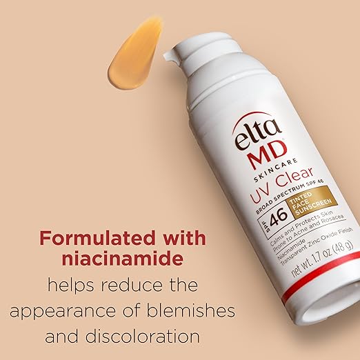 EltaMD UV Clear Tinted Face Sunscreen SPF 46 Oil Free Sunscreen for Sensitive Skin with Zinc Oxide Dermatologist Recommended