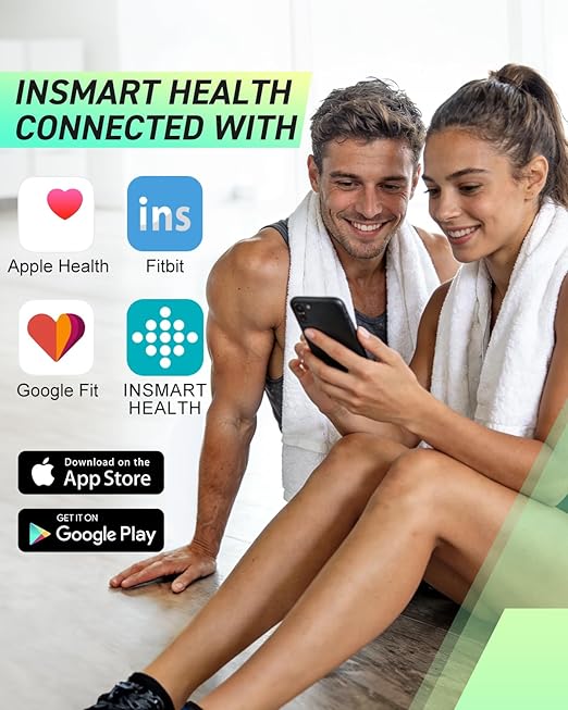 INSMART Body Fat Scale Smart Scale for Body Weight 0.1lb High Accuracy Digital Bathroom Weight Scale for BMI Body Fat Muscle 17 Body Composition Analyzer Sync with App LED Display 400lb Black