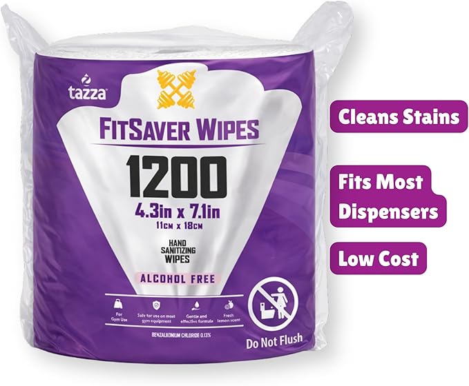 Tazza TAZZAWP1200 Wet Wipes - Bulk 4 x 1200 Ct Durable Pre-Saturated Cleaning Gym Equip Wipes. 1 penny a wipe!