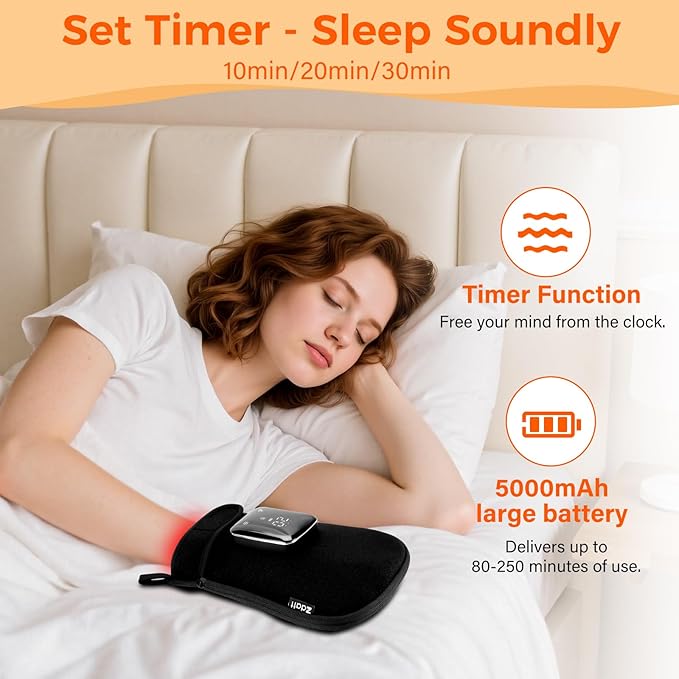 Cordless Red Light Therapy Gloves for Hand 360°Full Coverage100 LEDs Gloves with 660nm &amp 850nm Near-Infrared | 5000mAh | Auto-Off Timer Easy Clean