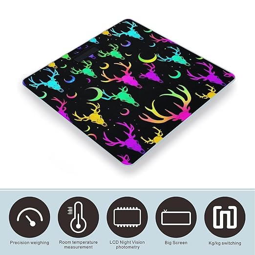 Smart Scale for Body Weight Digital Bathroom Weighing Scale Energy Saving Scale Goth Moon Stars Hunting Deer Skulls