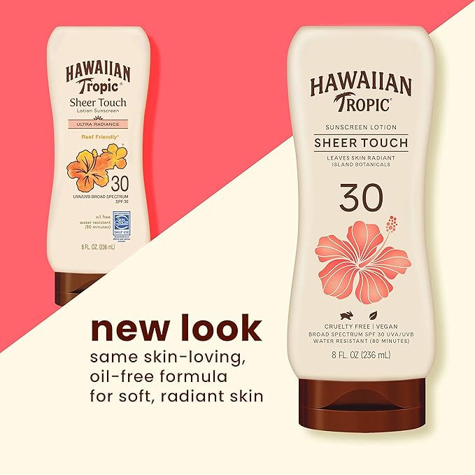 Hawaiian Tropic After Sun Lotion Moisturizer and Hydrating Body Butter with Coconut Oil 8 Ounce &amp Sheer Touch Lotion SPF 30 | Broad Spectrum Sunscreen 8oz
