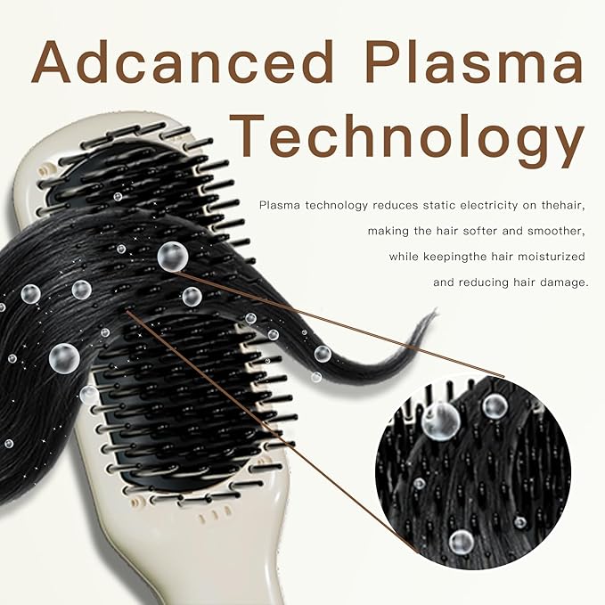 MEGAWISE Pro Ceramic Ionic Hair Straightener Brush Universal Dual Voltage Rotatable Power Cord MCH Fast 20s Heating Tech Anti-Scald Auto-Off Safety Home Salon (Pearl White)