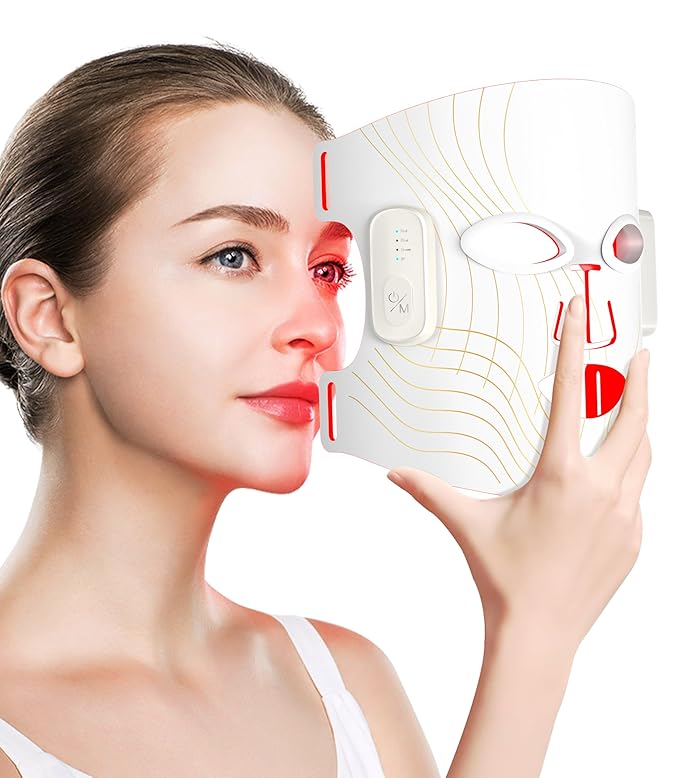 Red Light Therapy for Face Wireless Led Face Mask with Near-Infrared Red Light (NIR) 5 Modes Facial Skin Care 380-850nm Multi-wavelength Rechargeable Beauty Device for Women Men