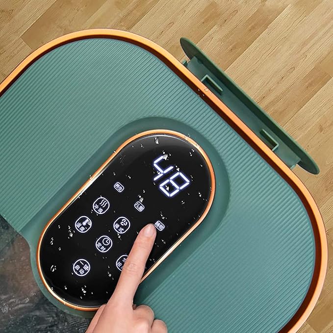 Foot Spa Bath Massager with Heat Motorized Shiatsu Massage Ball Digital Adjustable Time &amp Temperature Control Rain Shower and LED Touch Screen (Color : Green)