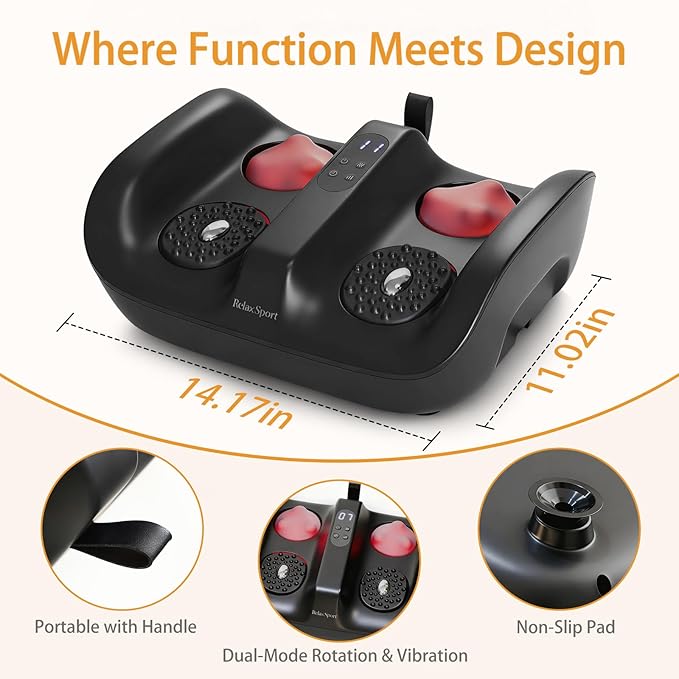 Shiatsu Foot Massager Machine with Heat Ankles and Calves Massager Deep Kneading + Rapid Vibration Dual Therapy Pain Relief Gifts for Women &amp Men