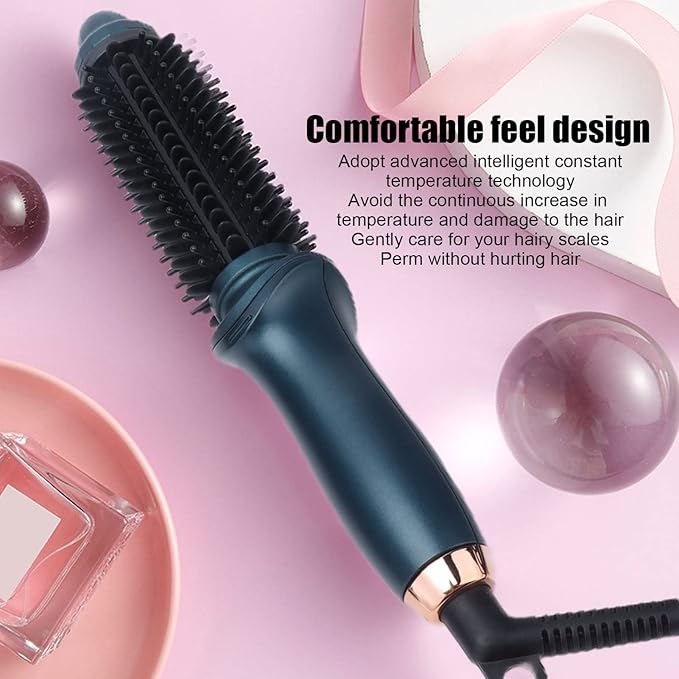 Curling Iron Brush Electric Hair Curler Portable Travel Hot Curling Wand for Long Hair Temperature Adjustable Heated Curling Brush for Women