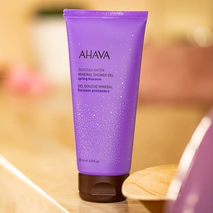 AHAVA Dead Sea Water Mineral Shower Gel Spring Blossom - Refreshes &amp Relaxes Washes Away Dirts &amp Impurities Enriched with Exclusive Mineral Blend of Dead Sea Osmoter &amp Zinc 6.8 Fl.Oz