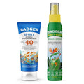 Badger Mineral Sunscreen &amp Bug Spray Combo - SPF 40 Reef Safe Sport Sunscreen w/Zinc Oxide &amp DEET-Free Natural Insect Repellent
