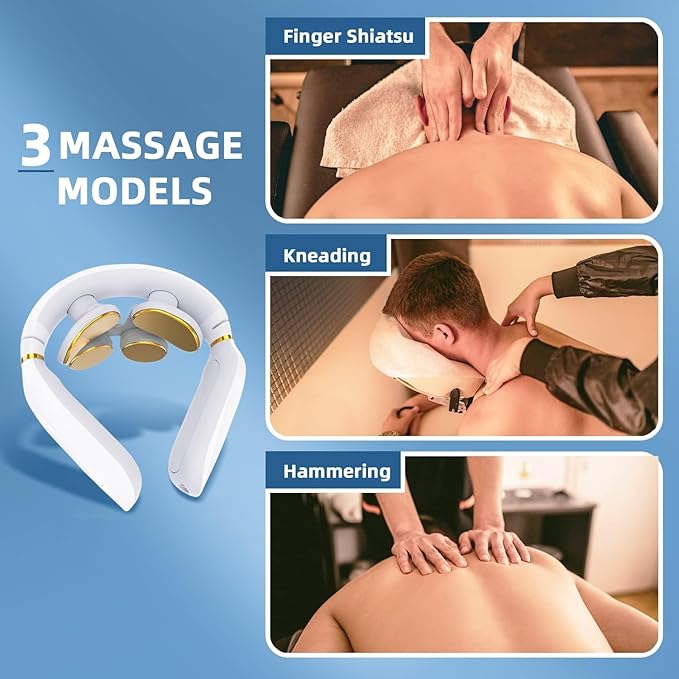 Tianfucen Cordless Neck Massager with Heat3 Model 15 Levels Electric Neck Massager for Pain RelievePortable Massager Neck Relaxer.