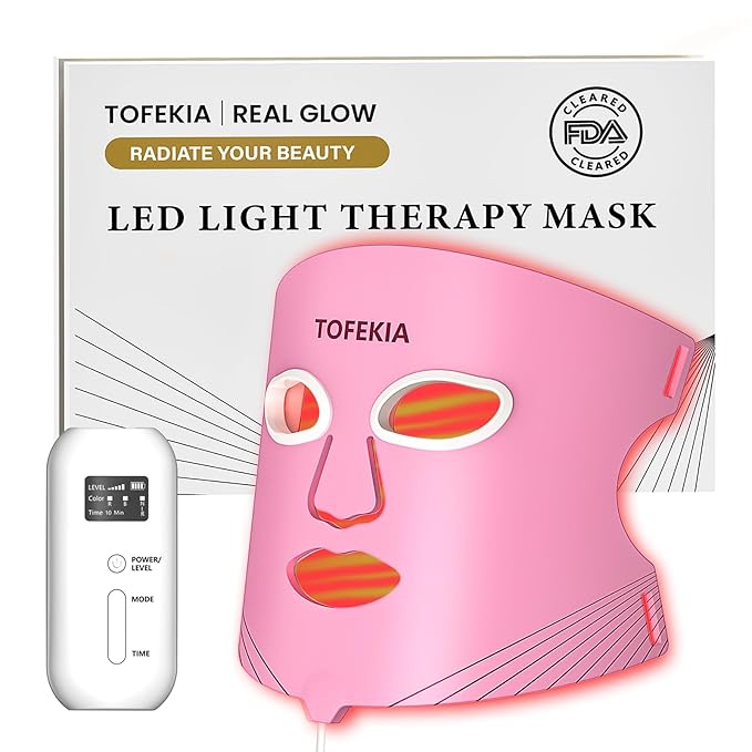 FDA-Cleared Red Light Therapy Mask for Face – 432 LEDs Full Cover Facial Device 3 Modes &amp 5 Levels 850nm Near-Infrared for Anti-Aging Wrinkles &amp Acne Rechargeable for Home &amp Travel