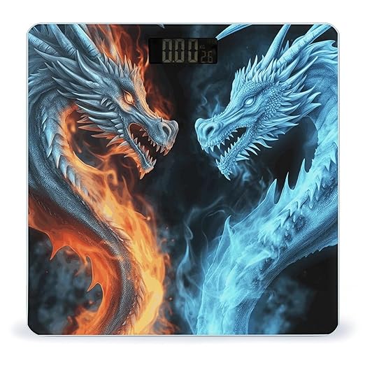 Ice and Fire DragonsScale for Body Weight with LCD High Precision Weighing Scales Fashion Sturdy Tempered Glass Weight Scales Easy-to-Read Digital Bathroom Scale for Daily 400lb