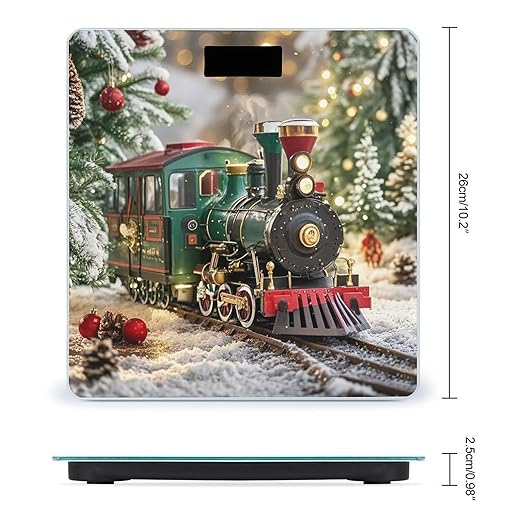 Christmas Train Scale for Body Weight Highly Accurate Digital Bathroom Body Scale Digital Bathroom Scales for People Anti-Slip Large LCD Display Smart Scales