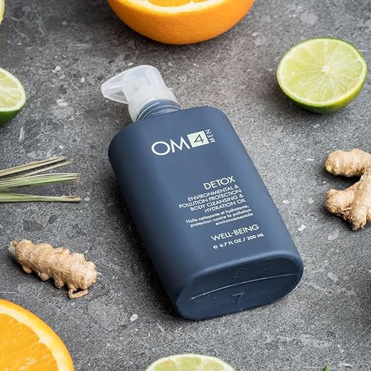 Organic Male OM4 Detox: Pollution &amp Environmental Protection Body Cleansing &amp Hydration Oil - Mens Bath and Bodycare that Purifies Conditions and Replenishes