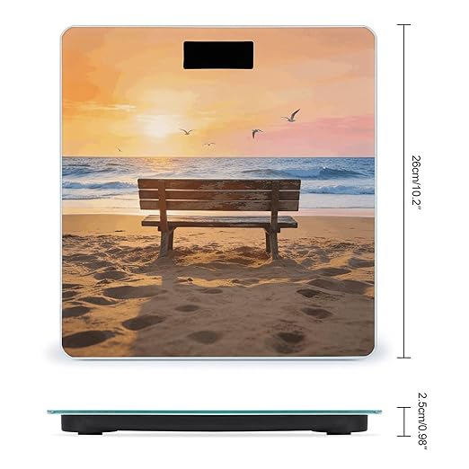 Beach Bench Weight ScaleClear LED Display Bathroom Digital Weighing ScaleTempered Glass Digital Bathroom Scale for Body Weight Capacity Up to 400 Lbs