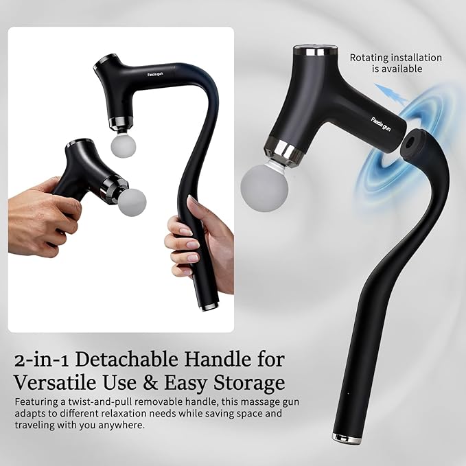 Sfozstra Deep Tissue Massage Gun: Handheld Electric Percussion Muscle Massager with 12-Speed Intelligent Feedback System &amp AI-Powered Response - Detachable Extended Handle for Back Leg Pain Relief