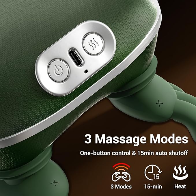 Neck Massager with Heat Bionic Deep Tissue Shiatsu Kneading Cordless Rechargeable Hands‑Free Wearable for Muscles Home Office Back and Shoulder Massagers with Fingers