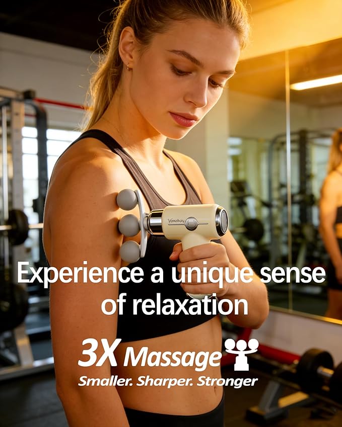 Mini Massage Gun Deep Tissue Portable Handheld Massage Gun for Muscle Recovery Quiet Percussion Massager with 9 Heads Lightweight USB-C Rechargeable Massage Gun for Travel Gym &amp Office