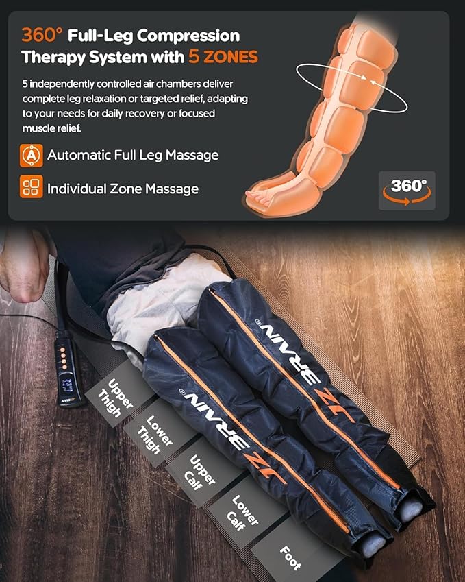 Sequential Air Compression Recovery System : Professional Full Leg Compression Boots for Circulation and Pain Relief - Sequential Device for Muscle Relaxation