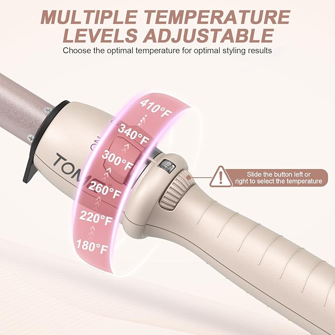 ToMe 3/4 Inch Curling Wand Ceramic Small Barrel Curling Iron for Short &amp Long Hair with Glove Included Adjustable Temperature Auto-Off Dual Voltage Travel Curling Iron