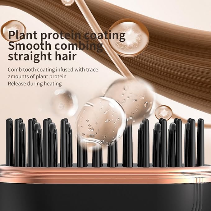 Wireless straightening Comb with Negative ions Hair-damaging Portable straightening and Curling Wand Dual-Purpose Flat Iron and Comb Electric Comb high Crown top Magic Tool