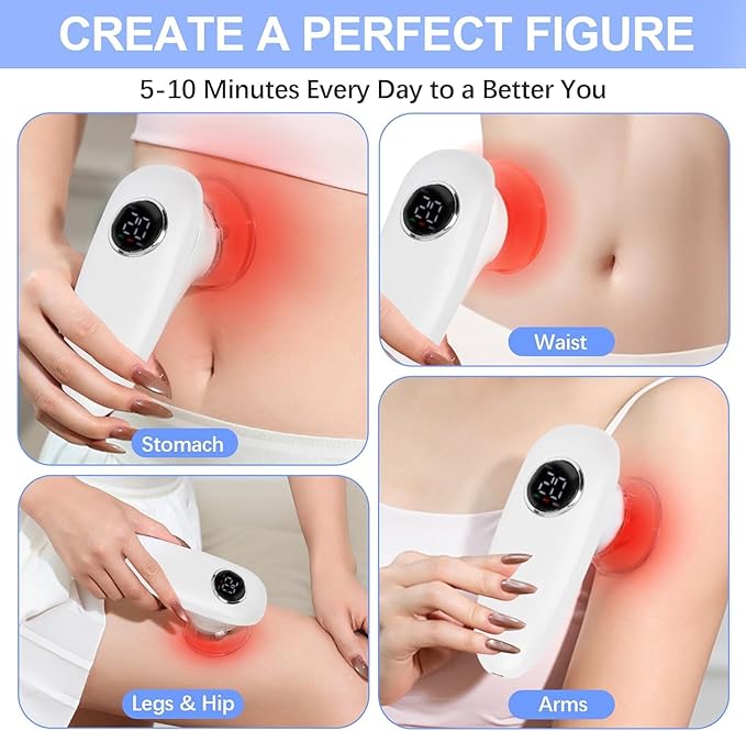 5-in-1 Body Sculpting Machine for Home Lymphatic Drainage Massager Anti Cellulite Massage Tool Skin Tightening Device for Abdomen Legs Arms Face Cupping Machine with Red Light Therapy