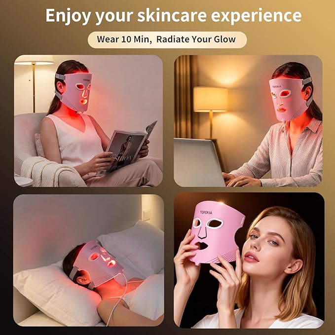 FDA-Cleared Red Light Therapy Mask for Face – 432 LEDs Full Cover Facial Device 3 Modes &amp 5 Levels 850nm Near-Infrared for Anti-Aging Wrinkles &amp Acne Rechargeable for Home &amp Travel