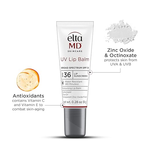 EltaMD UV Lip Balm SPF SunscreenSunscreen Lip Balm with SPF 30+Protects Dry Cracked LipsTransparent Zinc Oxide0.28 Tube(Pack of 2)