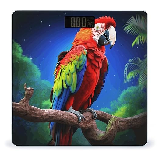 Parrot Bathroom Scale for Body Weight Bathroom Weighing Scale with Backlit LCD Display Highly Accurate Measures Weight Up to 180kg