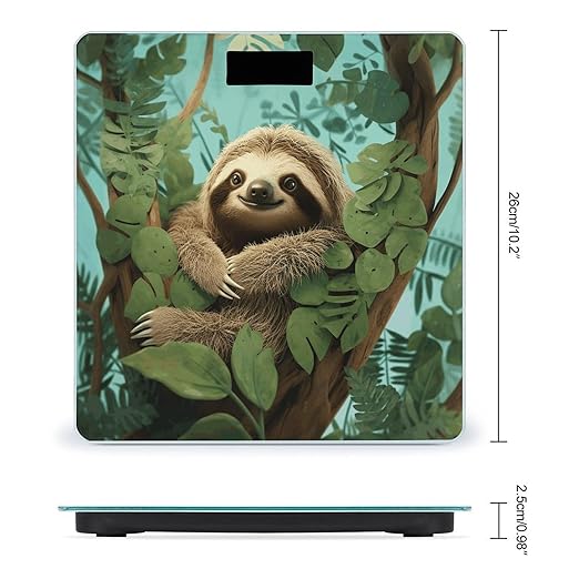 Hug Tree Sloth Digital Bathroom Scale for Body Weight Weighing Scale with Backlit LCD Display High Precision Measurements &amp Measures Weight Up to 180kg