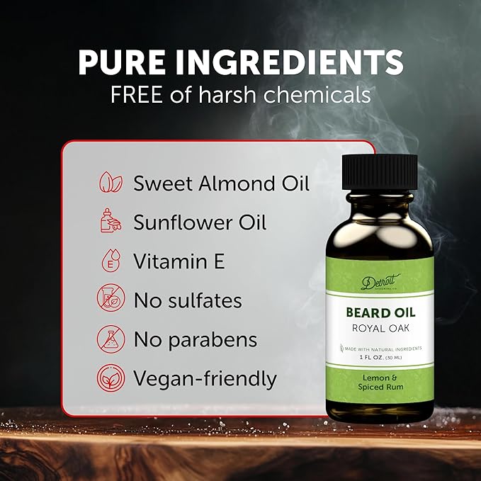 Detroit Grooming Beard Oil | Hydrating &amp Nourishing Formula • Royal Oak Scent (1 oz)