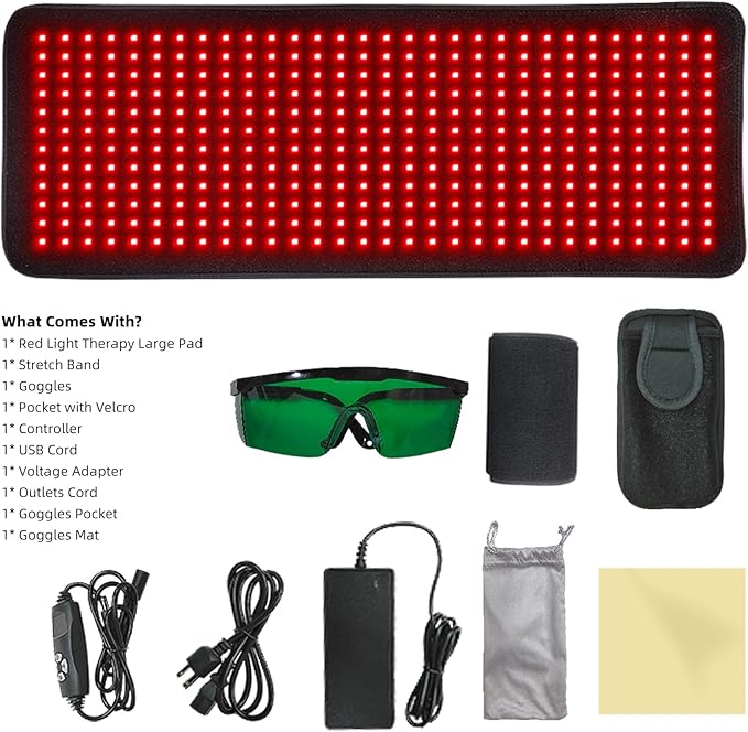 Red Light Therapy Infrared Light Therapy 31.6 * 11.8 Large Wrap Pad 360LEDs for Body Back Waist Knee Joint Pain Relief Muscle Repair Decrease Inflammation Ideal Gift