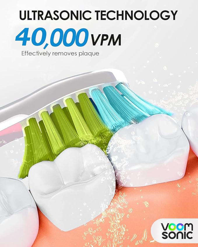 Voom Sonic Pro 5 Series Rechargeable Electronic Toothbrush Dentist Recommended Advanced Oral Care 2 Minute Timer with Quadrant Pacing 5 Adjustable Speeds Soft Dupont Nylon Bristles Blue