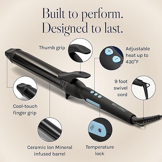 Bio Ionic Long Barrel Curling Iron with Moisture Heat Technology &amp NanoIonic MX Versatile Curling Wand - Multiple Barrel Sizes for Tight Classic Loose &amp Soft Curls