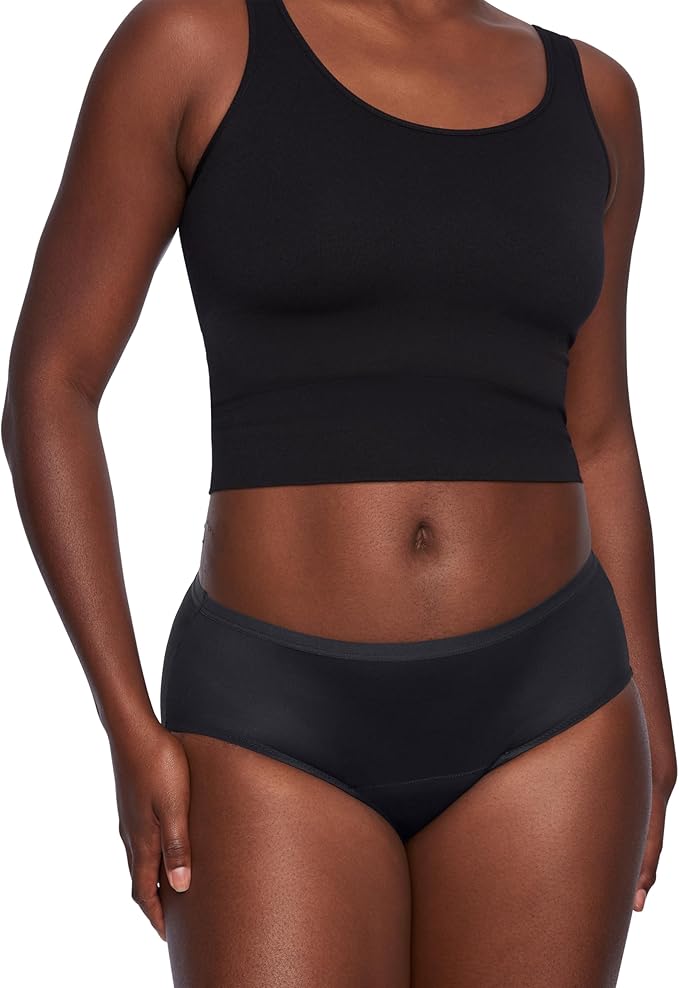 Thinx for All Leaks Hip-Hugger Underwear Holds up to 100ml or 6tbps or 1/4 Cup Worth of Liquid* Light Absorbency Incontinence Underwear for Women Feminine Care Black 5XL