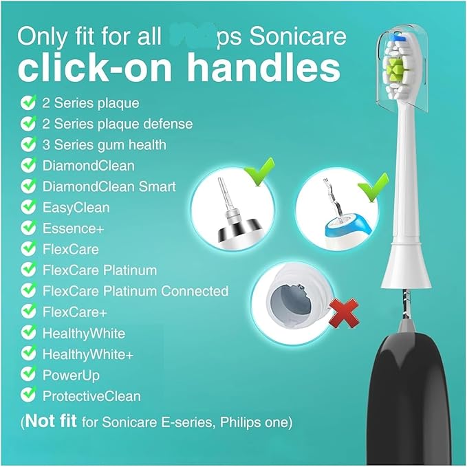 Compatible for 4/8pcs Replacement Toothbrush Heads Compatible with Philips Sonicare Soft Electric Brush Head 4100 6500 6100 7500 5(2White 2Black)