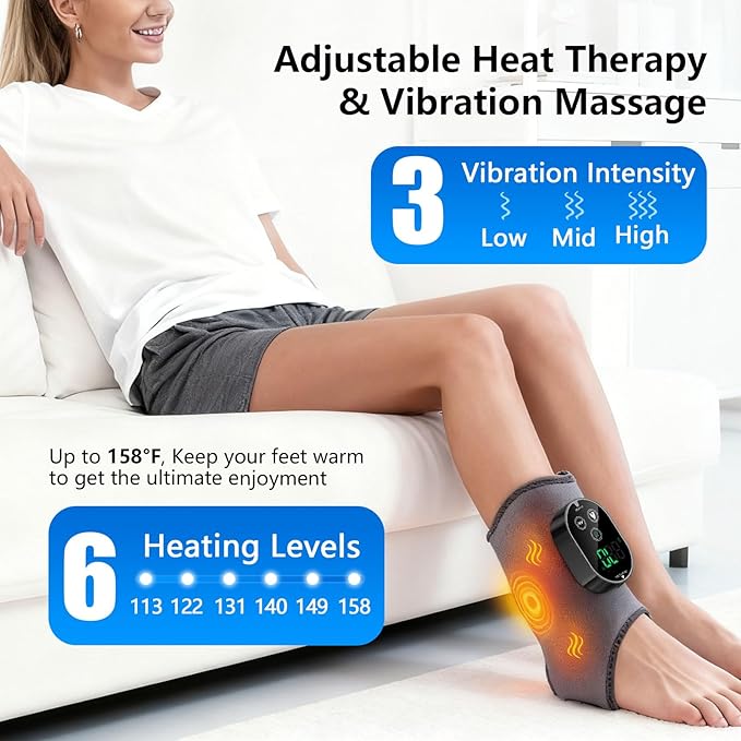 Version 3-in-1 Foot Massager with Super Long Battery Life USB Charging Port Black 3 Vibration Modes 6-Speed Temperature Control Circulation and Pain Relief for Foot Relaxation (Grey)