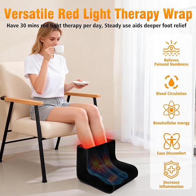 Red Light Therapy for Feet 320 Dual Wavelength 3 in 1 Chip LEDs with Adjustable Controller Full Coverage Foot Infrared Therapy Device for Ankle Heel Plantar Joint Muscle Relief