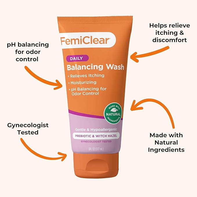 FemiClear Feminine Care Wash for Itching &amp Irritated Skin (BV) Symptoms - Vaginal Ointment for Fishy Odor Homeopathic Feminine Care PH Balance for Women