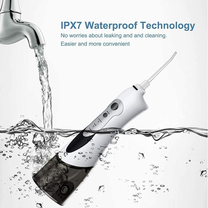 Water Flosser ML Cordless Dental Oral Irrigator 3 Modes and 4 Jet Tips IPX7 Waterproof with Travel Bag Rechargeable Waterproof Teeth Cleaner for Home and Travel