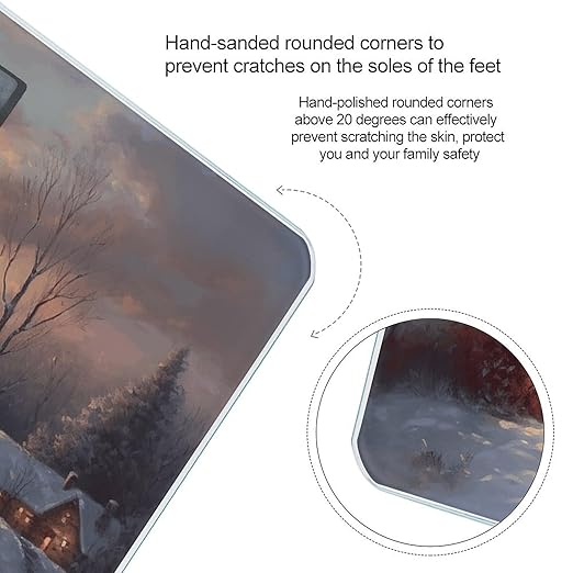Winter Sunset Scale for Body Weight Anti-Slip Tempered Glass Digital Bathroom Scales Clear LCD Display Weighing Scale Safe Rounded Corners Smart Scales