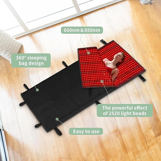 Red Light Therapy Mat Device for Full Body Near Infrared Light Therapy Blanket with TimerInfrared Light Therapy for Body Shoulder Waist Back Knee Pain Relief