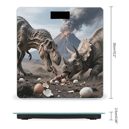 Tyrannosaurus Rex Predation Scale for Body Weight Sturdy Tempered Glass Weighing Scales with LCD Display Accurate Digital Bathroom Scale Convenient Body Fat Smart Scales Easy Read