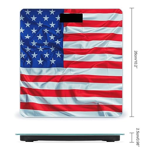 Digital Bathroom Scale for Body Weight Scale with Bright LCD Display High Accuracy Step-On Technology Auto On/Off American Flag Pattern Digital Scales 400 Lbs /180kg