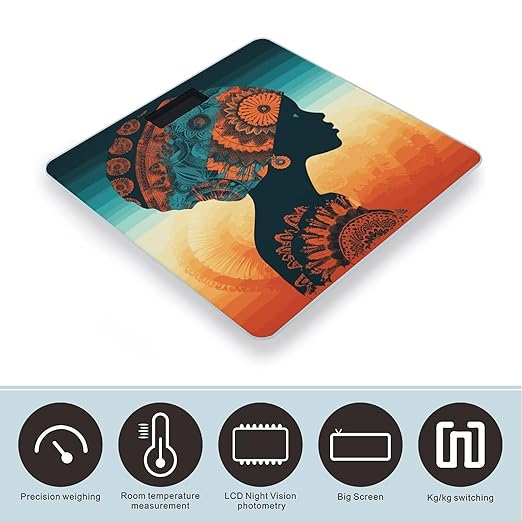 Woman Wearing Headscarf Bathroom Scale for Body Weight with High Precision Large LCD Backlight Display Digital Weighing Scale with BMI Capacity Up to 180kg