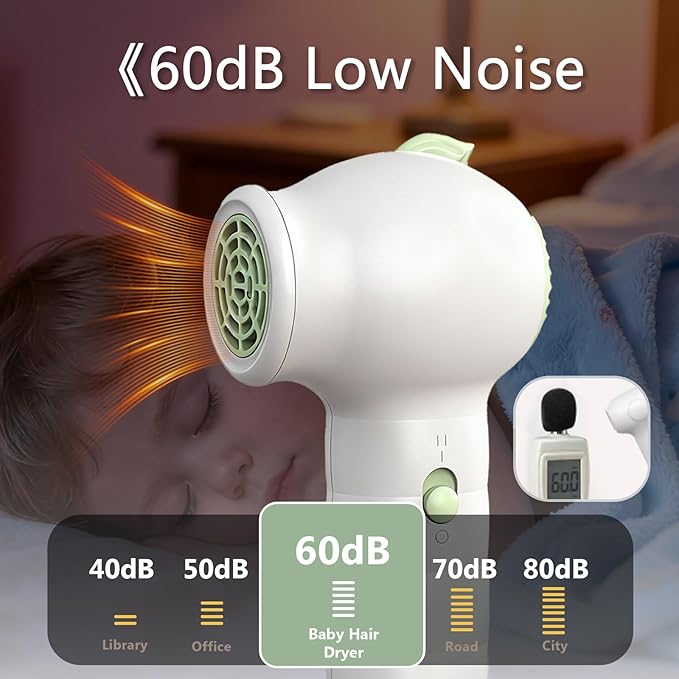 NUFR Cordless Hair Dryer for Kids Portable Low Heat Gentle Airflow Handheld Cute Mini Blow Dryer with Charging Base for Hair Body Delicate Skin USB Rechargeable Small Home Travel Hair Dryer
