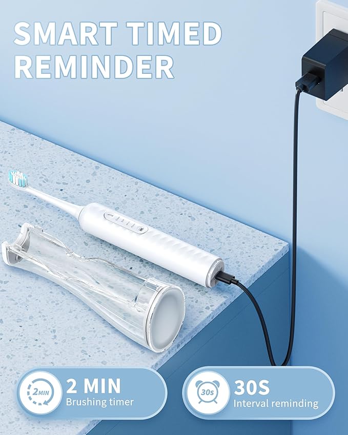 Electric Toothbrush with Water Flosser 4 in 1 Cordless Toothbrush and Water Flosser Combo for Multiple Users and Needs Flossing Toothbrush Portable for Travel and Home White