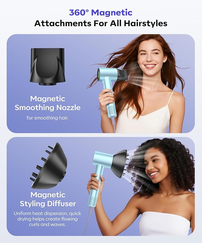 Cosy Companions High Speed Ionic Hair Dryer 150000 RPM Fast Drying Blow Dryer with 500 Million Negative Ions Lightweight with Heat Protection for Women &amp Men Professional Salon Dryer Blue